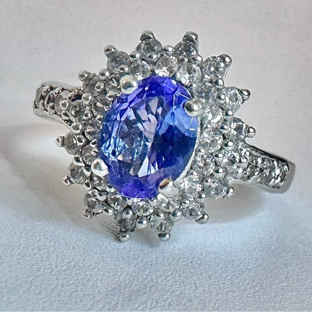 Tanzanite & Moissanite Sterling Silver Ring (7)